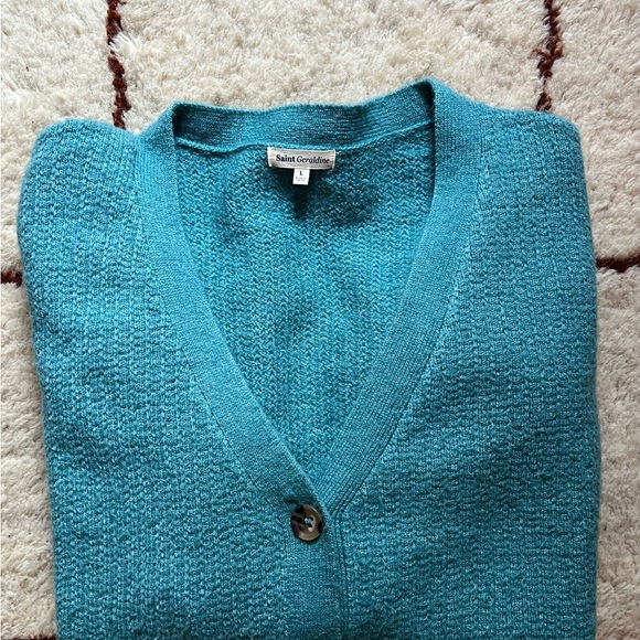 Women’s Aqua Blue Oversized Cardigan Saint Geraldine Brand Size L - Picture 8 of 8